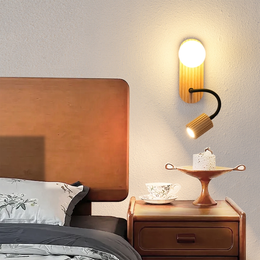 Brilagi - Lampada da parete MODERN WOOD 1xG9/5W/230V + 1xGU10/8W in legno