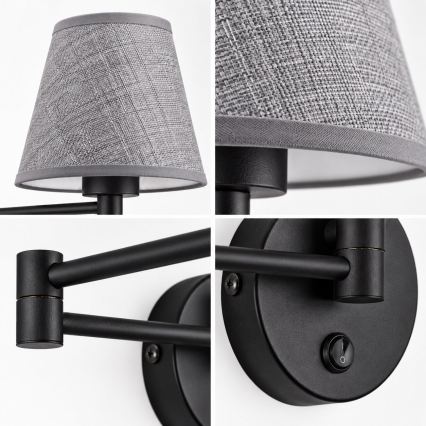 BRILAGI - Lampada da parete NUBILA 1xE27/15W/230V grigia/nera