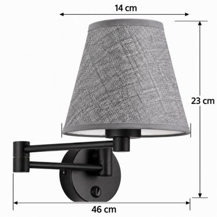 BRILAGI - Lampada da parete NUBILA 1xE27/15W/230V grigia/nera