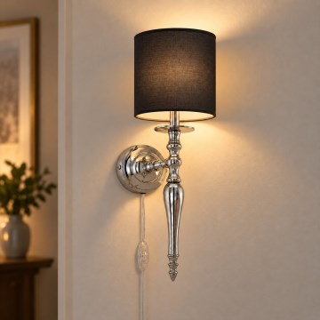 BRILAGI - Lampada da parete NUBILA 1xE27/60W/230V cromo lucido/nero