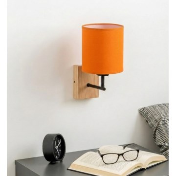 Brilagi - Lampada da parete NUBILA WOOD 1xE27/25W/230V quercia/nero/arancione