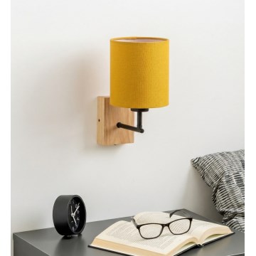 Brilagi - Lampada da parete NUBILA WOOD 1xE27/25W/230V rovere/nero/giallo