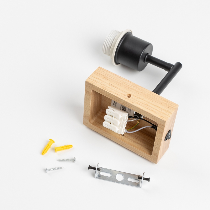 Brilagi - Lampada da parete NUBILA WOOD 1xE27/25W/230V rovere/nero/giallo