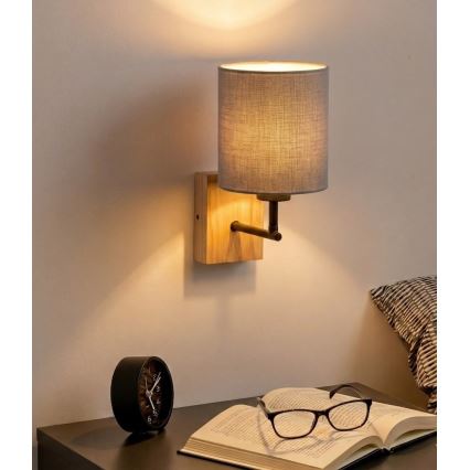 Brilagi - Lampada da parete NUBILA WOOD 1xE27/25W/230V rovere/nero/grigio chiaro