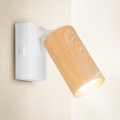 Brilagi - Lampada da parete orientabile con interruttore SELE 1xGU10/30W/230V bianco/decor rovere