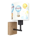 Brilagi - Lampada da parete per bambini BOBO WOOD 1xE27/25W/230V rovere/nera/bianca/animaletti