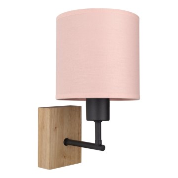 Brilagi - Lampada da parete per bambini BOBO WOOD 1xE27/25W/230V rovere/nero/rosa