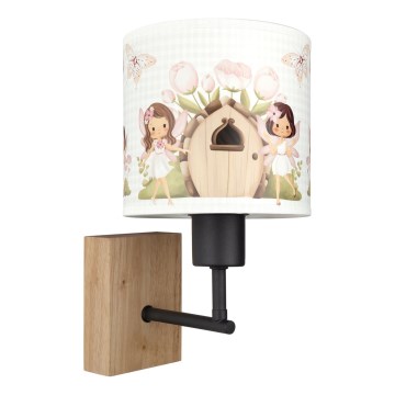 Brilagi - Lampada da parete per cameretta BOBO WOOD 1xE27/25W/230V rovere/nero/bianco/rosa/fate