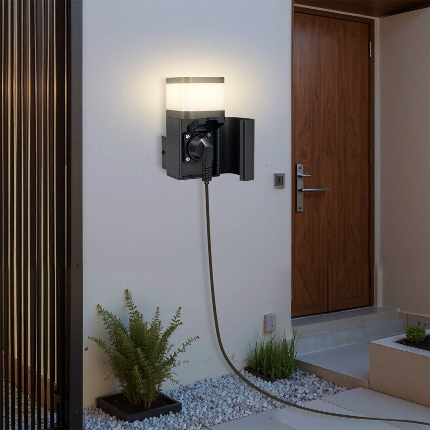 Brilagi - Lampada da parete per esterni con presa SCHUKO PILLAR 1xG9/11W/230V IP44 antracite