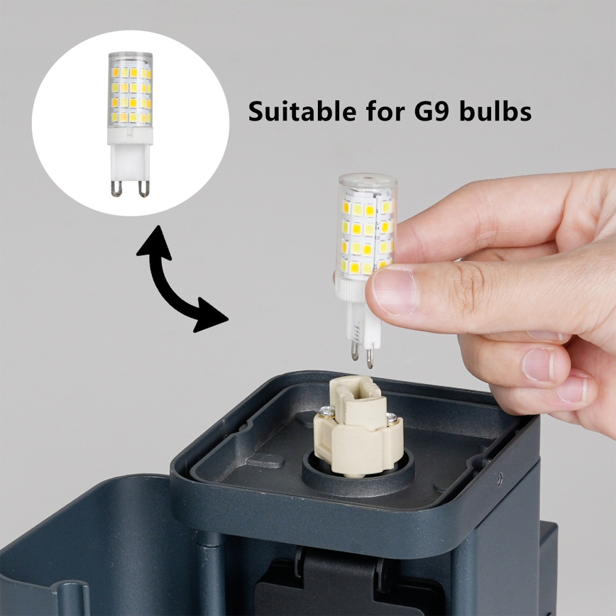 Brilagi - Lampada da parete per esterni con presa SCHUKO PILLAR 1xG9/11W/230V IP44 antracite