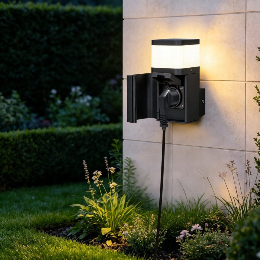 BRILAGI - Lampada da parete esterna con presa SCHUKO PILLAR 1xG9/11W/230V IP44 nera