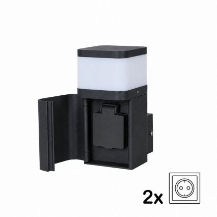 BRILAGI - Lampada da parete esterna con presa SCHUKO PILLAR 1xG9/11W/230V IP44 nera