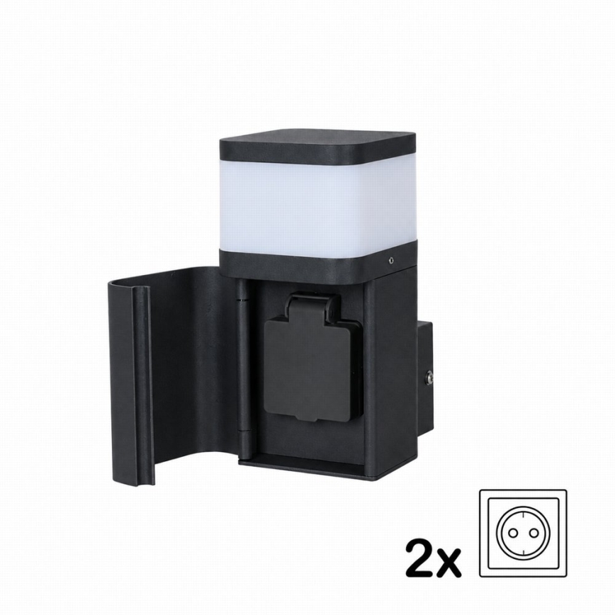 BRILAGI - Lampada da parete esterna con presa SCHUKO PILLAR 1xG9/11W/230V IP44 nera
