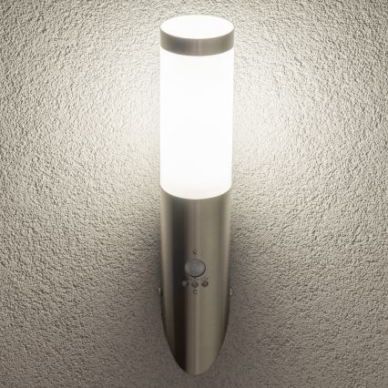BRILAGI - Lampada da parete per esterni con sensore ELIA 1xE27/20W/230V IP44, cromo satinato