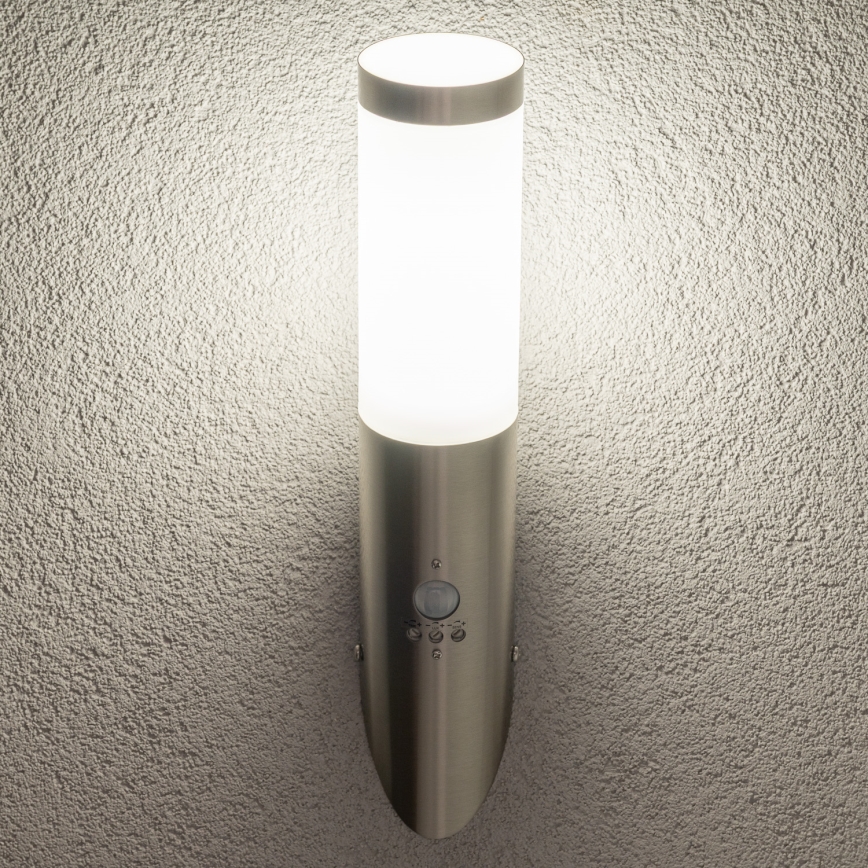 BRILAGI - Lampada da parete per esterni con sensore ELIA 1xE27/20W/230V IP44, cromo satinato