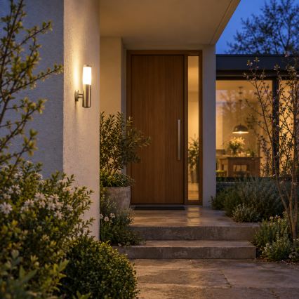 BRILAGI - Lampada da parete per esterni con sensore ELIA 1xE27/20W/230V IP44 cromo opaco