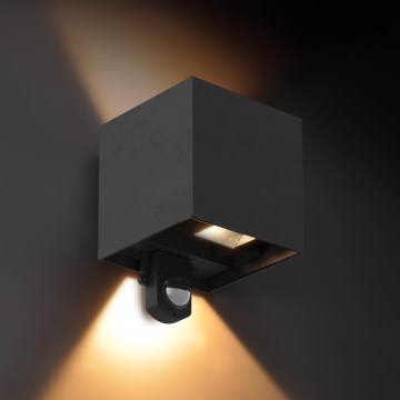 Brilagi - Lampada da parete per esterni CUBE LED con sensore, 6 W, 230 V, nera