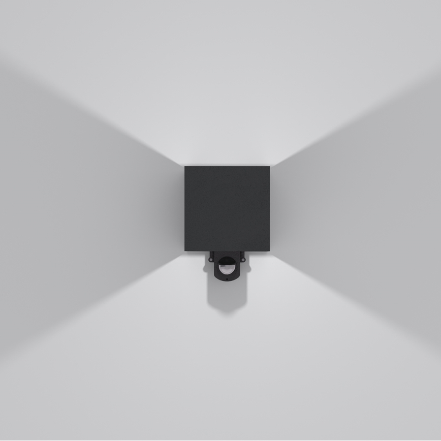 Brilagi - Lampada da parete per esterni CUBE LED con sensore, 6 W, 230 V, nera