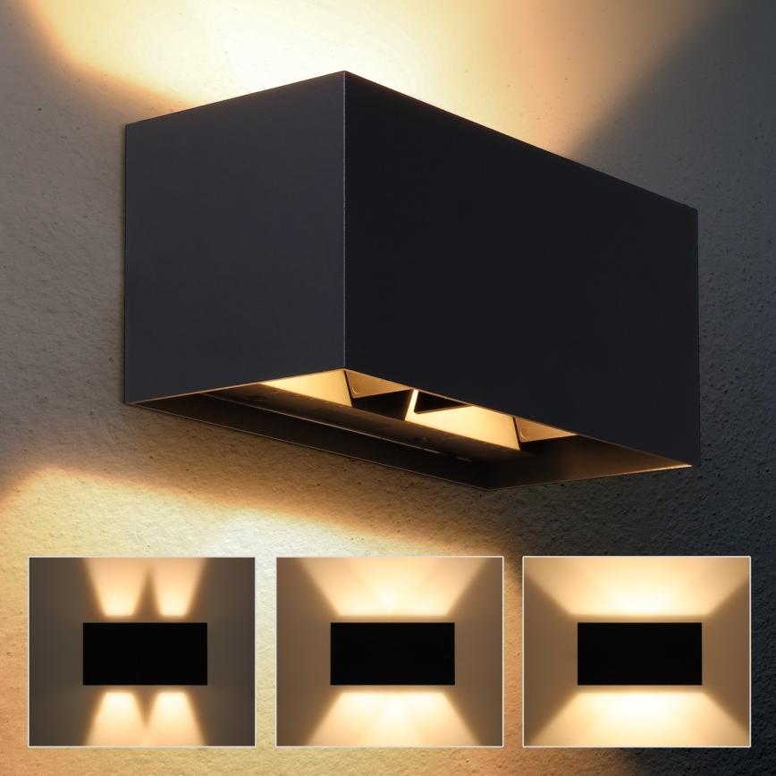 Brilagi - Lampada da parete per esterni DOUBLE CUBE LED, 12W/230V, nera, IP65