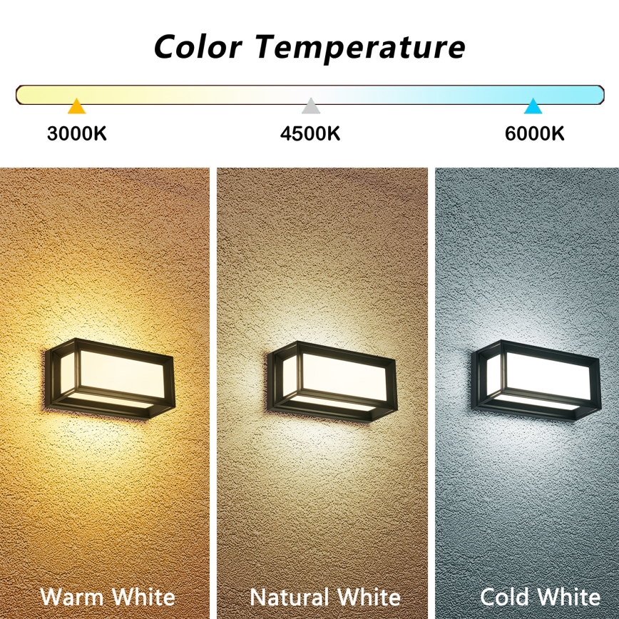 Brilagi - Applique LED da esterno PARKER LED/12W/230V 3000/4500/6000K nero IP44