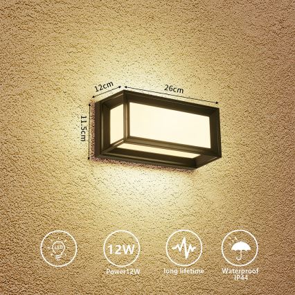 Brilagi - Applique LED da esterno PARKER LED/12W/230V 3000/4500/6000K nero IP44