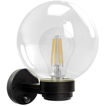 Brilagi - Lampada da parete per esterno con sensore di movimento HARBOR 1xE27/40W/230V IP33 nero/trasparente