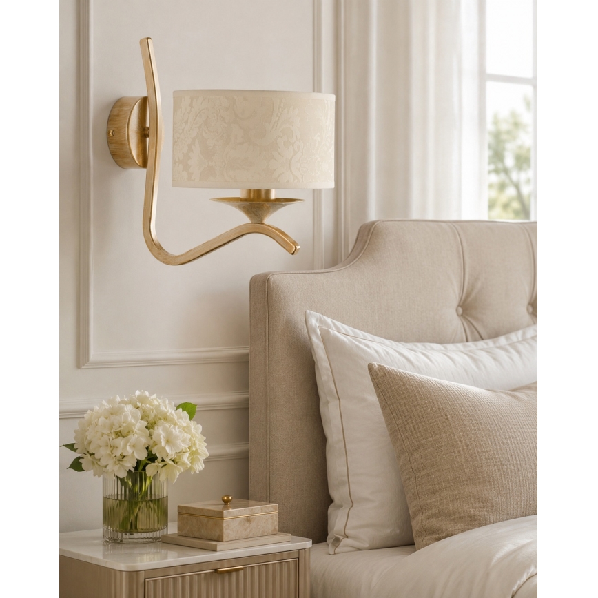 Brilagi - Lampada da parete SAPHIRE 1xE27/15W/230V crema/oro/patina
