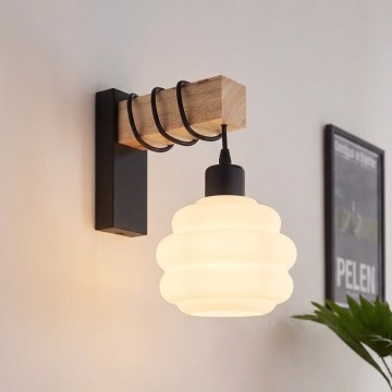 Brilagi - Lampada da parete WOOD GLASS 1xE27/60W/230V pino/nero/bianco