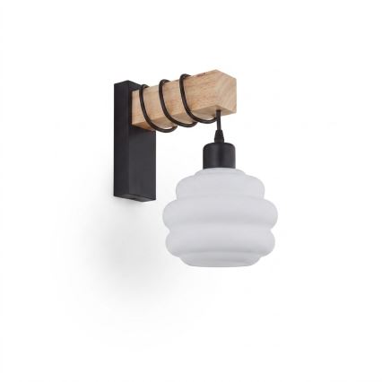 Brilagi - Lampada da parete WOOD GLASS 1xE27/60W/230V pino/nero/bianco
