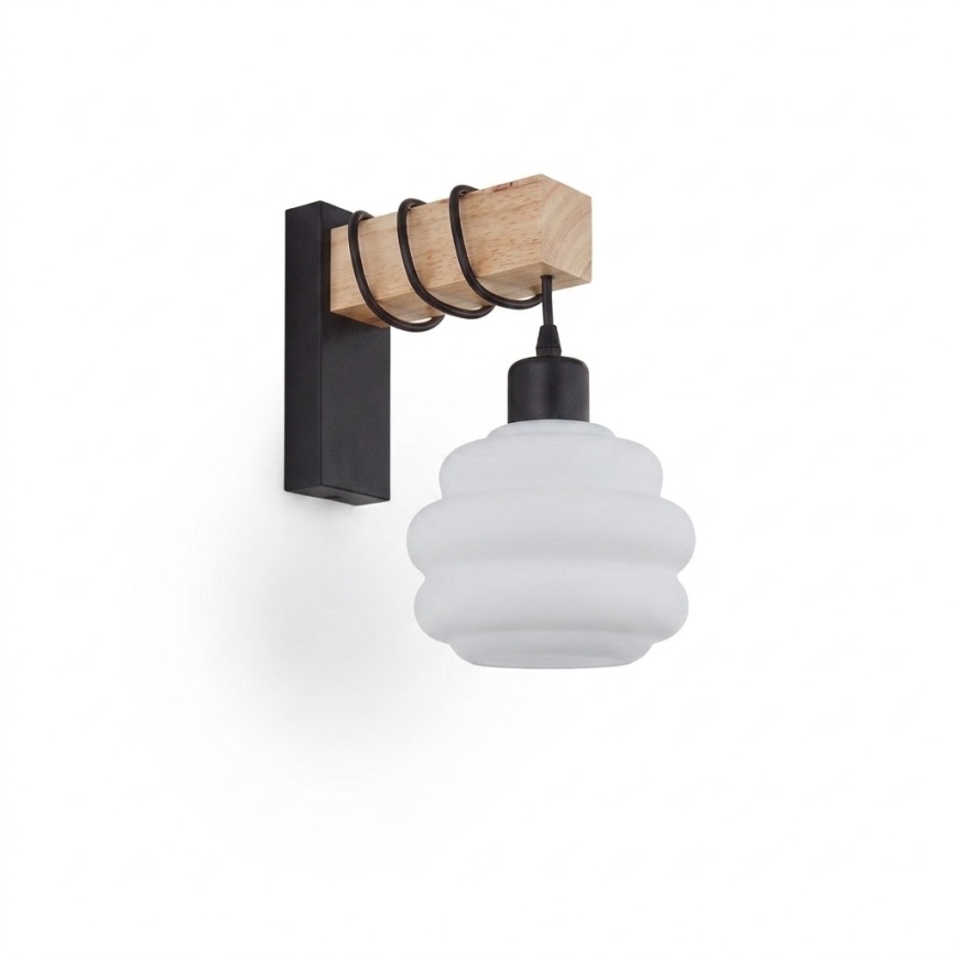 Brilagi - Lampada da parete WOOD GLASS 1xE27/60W/230V pino/nero/bianco