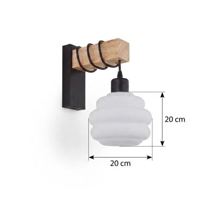 Brilagi - Lampada da parete WOOD GLASS 1xE27/60W/230V pino/nero/bianco