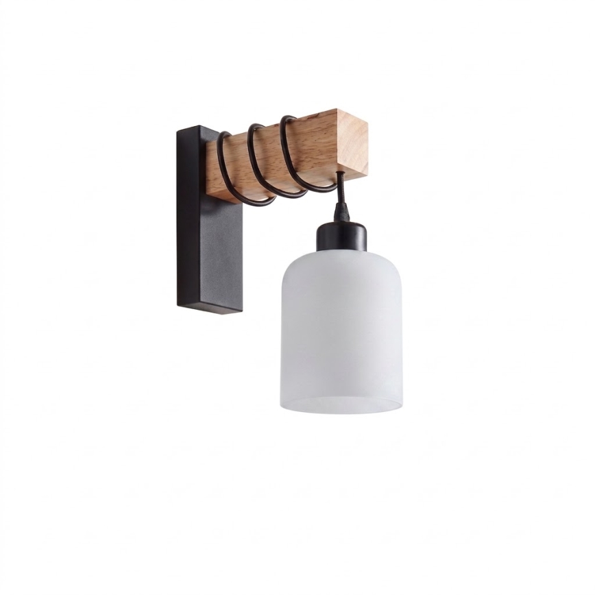 Brilagi - Lampada da parete WOOD GLASS 1xE27/60W/230V pino/nero/bianco