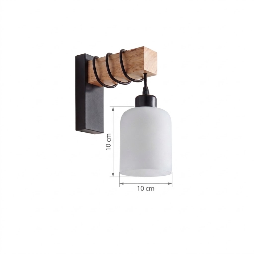 Brilagi - Lampada da parete WOOD GLASS 1xE27/60W/230V pino/nero/bianco