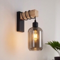 Brilagi - Lampada da parete WOOD GLASS 1xE27/60W/230V pino/nero/grigio fumé