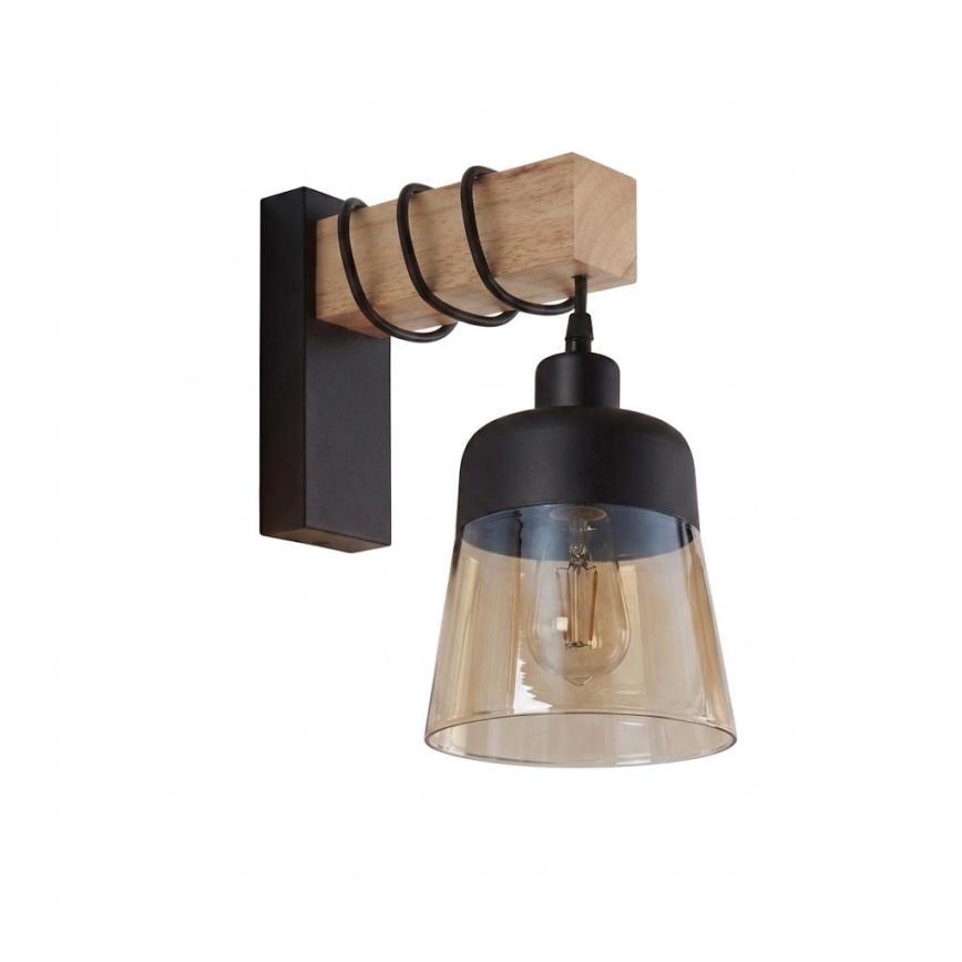 Brilagi - Applique WOOD GLASS 1xE27/60W/230V pino/nero/marrone fumé