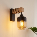 Brilagi - Lampada da parete WOOD GLASS 1xE27/60W/230V pino/nero/marrone fumé