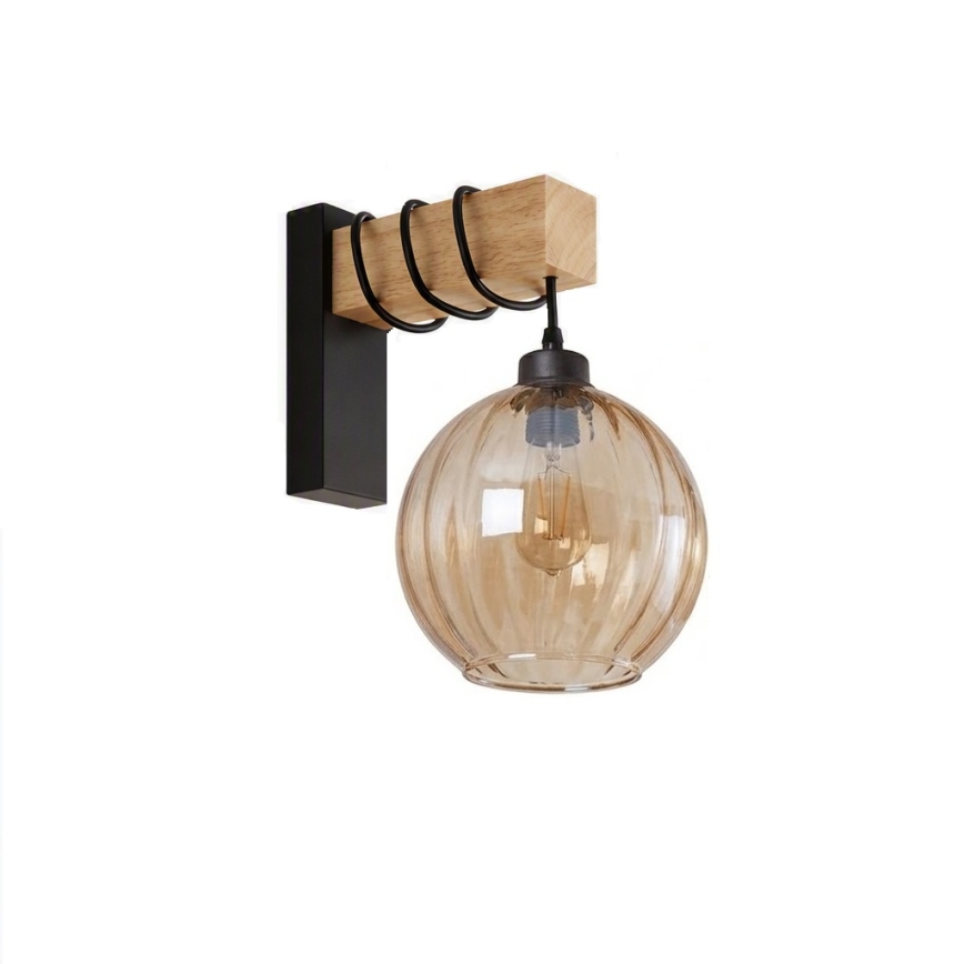 Brilagi - Applique da parete WOOD GLASS 1xE27/60W/230V pino/nero/marrone fumé