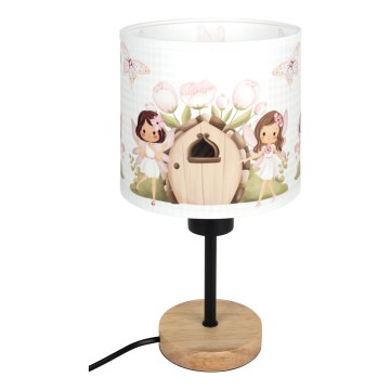 Brilagi - Lampada da scrivania per bambini BOBO WOOD 1xE27/25W/230V rovere/nera/bianca/rosa/fate