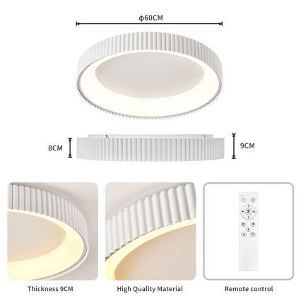 BRILAGI - Plafoniera LED dimmerabile FALCON MODERN LED/54W/230V 3000-6000K Ø 60 cm bianca + telecomando