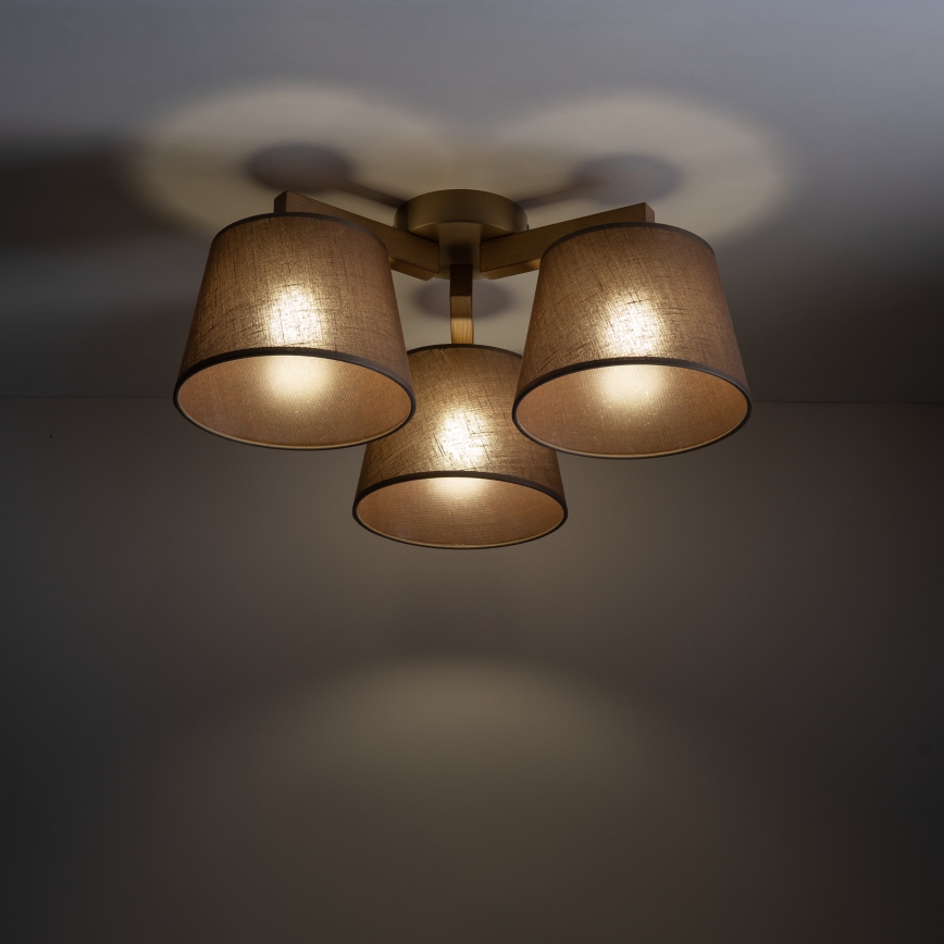 Brilagi - Lampada da soffitto a plafone LATTE SABIA 3xE27/15W/230V pino/marrone