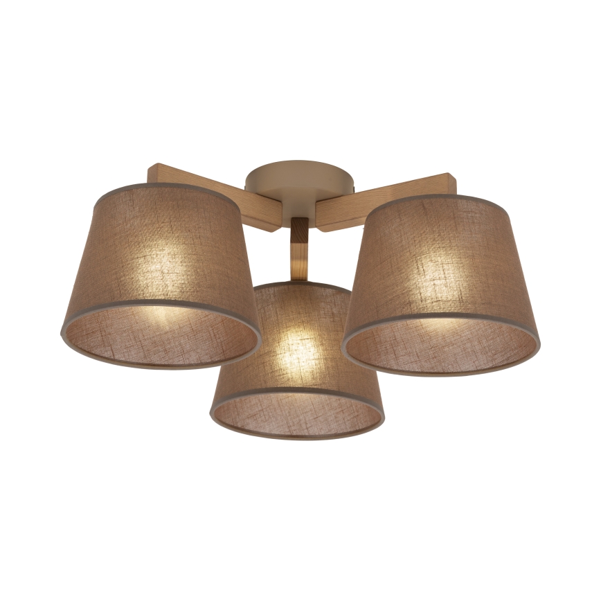 Brilagi - Lampada da soffitto a plafone LATTE SABIA 3xE27/60W/230V pino/marrone