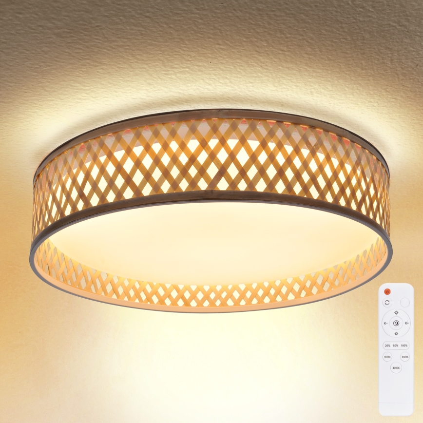 Brilagi - Lampada da soffitto dimmerabile a LED CAMILA LED/48W/230V 3000-6500K bambù Ø 40 cm + telecomando