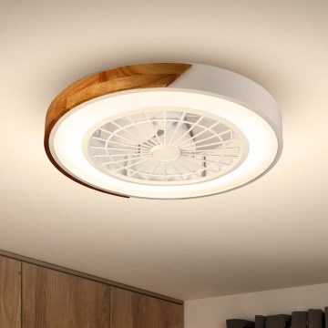 Brilagi - Lampada da soffitto dimmerabile a LED con ventilatore LED/30W/230V 3000-6500K bianco/rovere + telecomando