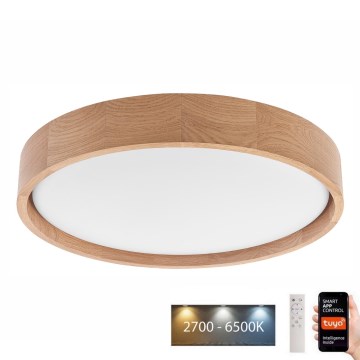 Brilagi - Lampada da soffitto dimmerabile LED MANAROLA SMART LED/24W/230V 2700-6500K rovere Ø 41 cm Wi-Fi + telecomando Tuya