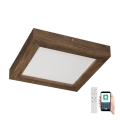 Brilagi - Lampada da soffitto dimmerabile per bagno WOODY FRAME LED/24W/230V rovere noce 30x30 cm 3000-6000K IP44 + telecomando