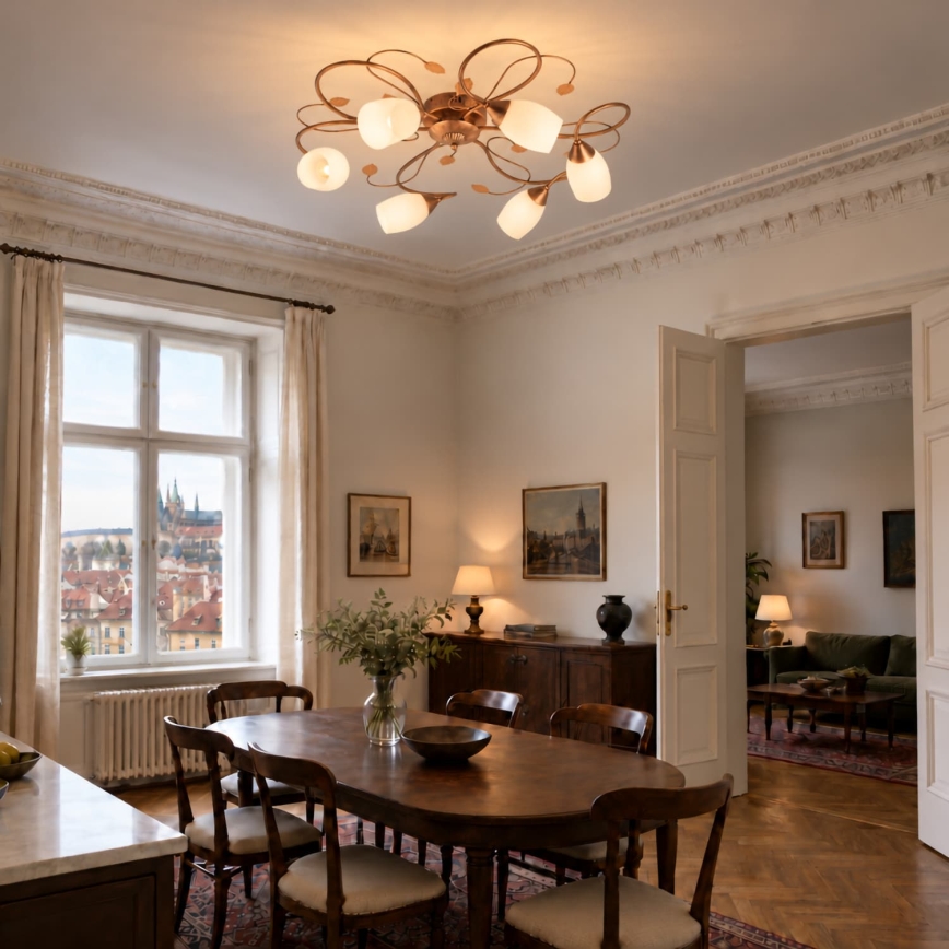 BRILAGI - Lampada da soffitto GRACE 6xE27/40W/230V Ø 79 cm patinata/rame