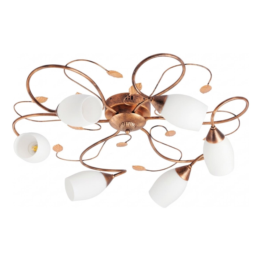 BRILAGI - Lampada da soffitto GRACE 6xE27/40W/230V Ø 79 cm patinata/rame