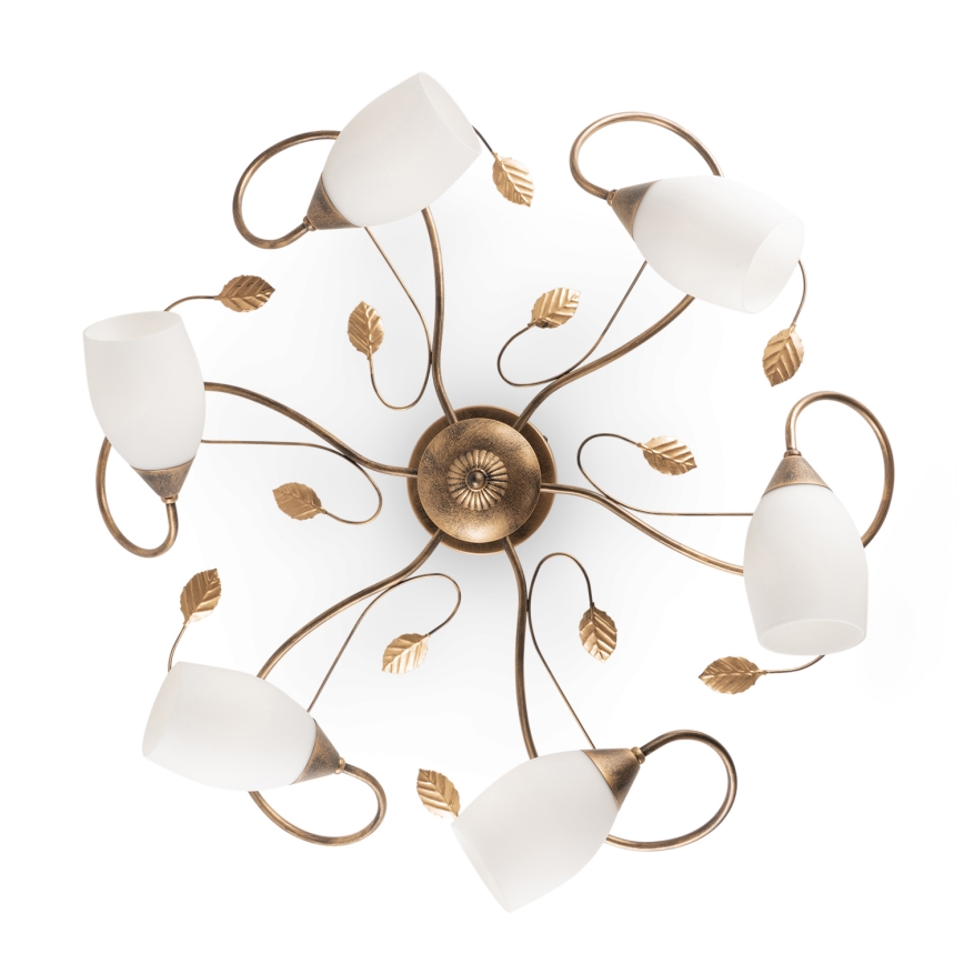 BRILAGI - Lampada da soffitto GRACE 6xE27/40W/230V Ø 79 cm patinata/rame