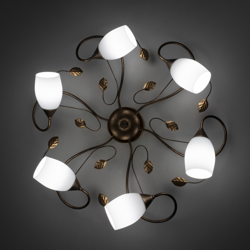 BRILAGI - Lampada da soffitto GRACE 6xE27/40W/230V Ø 79 cm patinata/rame