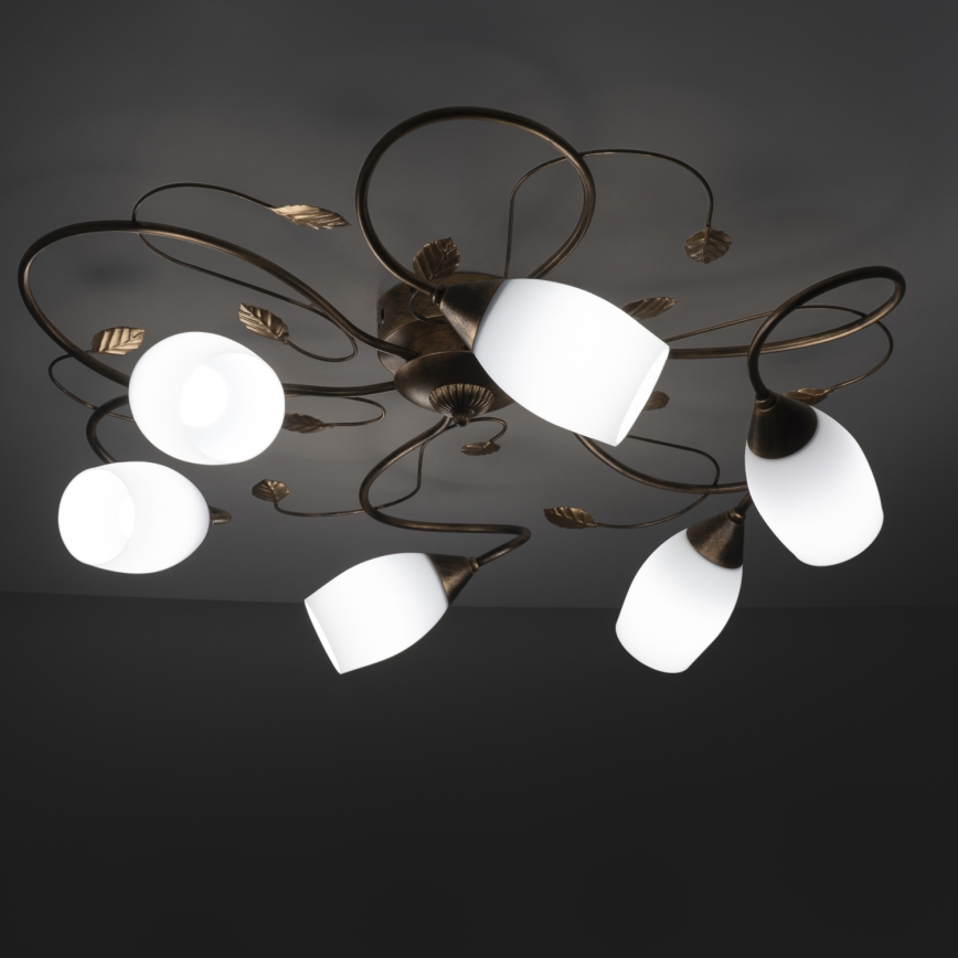BRILAGI - Lampada da soffitto GRACE 6xE27/40W/230V Ø 79 cm patinata/rame